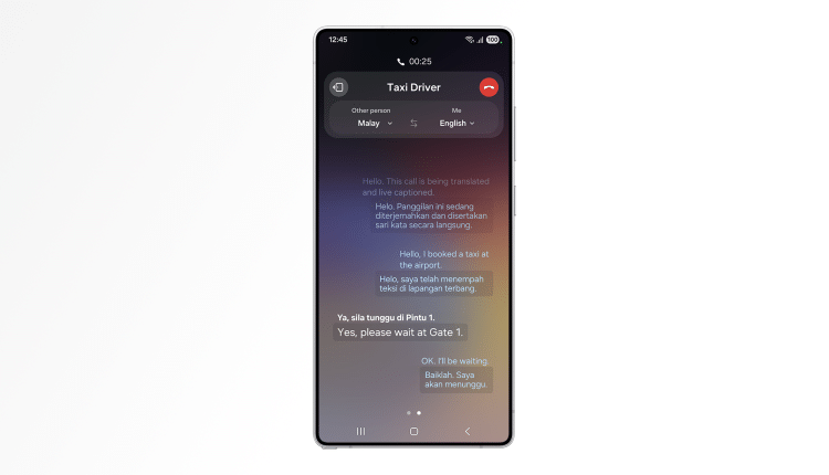 Skrin Live Translate Galaxy AI dalam Bahasa Melayu