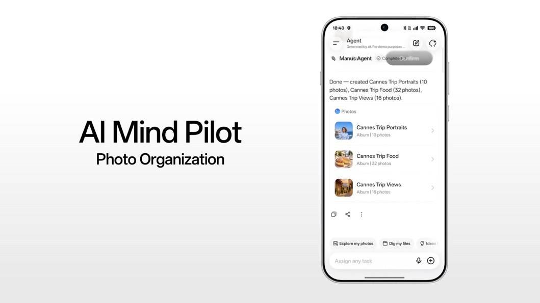 Paparan AI Mind Pilot menyusun gambar pada telefon OPPO